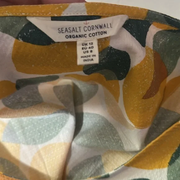 SEASALT CORNWALL Stylish Yellow and Green Leaf Print Dress - Picture 6 of 8